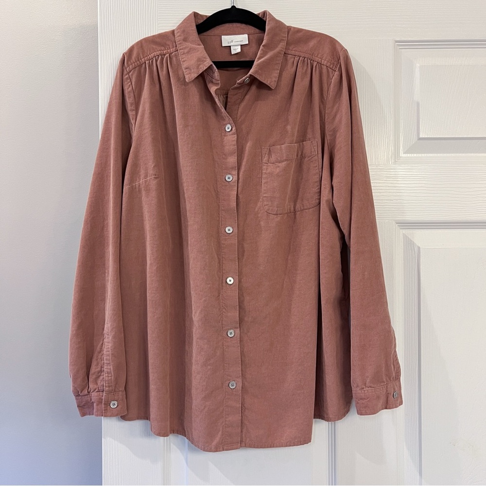 Dusty Rose Button-Up Corduroy Shirt